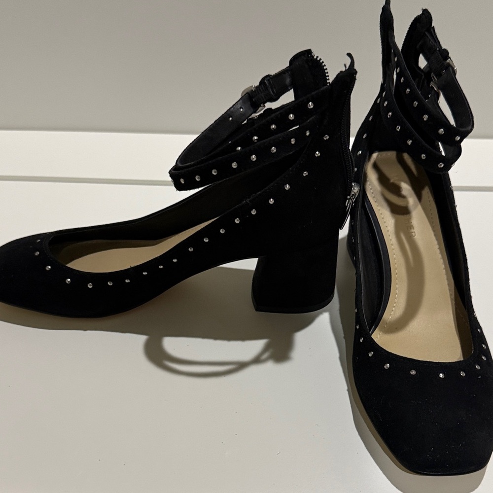 Marc Fisher Black Heels with Silver Accents - Picture 2 of 3